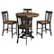 International Concepts 36 in. Solid Wood Round Extension Dining Table with 4 Counter Height Stools in Hickory/Washed Coal K45-36RXT-23B-S102-4 - alternate 1